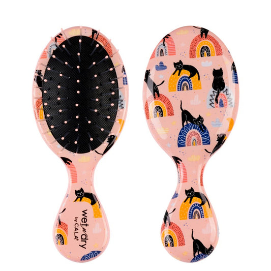 66782 WET-N-DRYTRAVEL HAIR BRUSH-CATS LOVE RAINBOWS